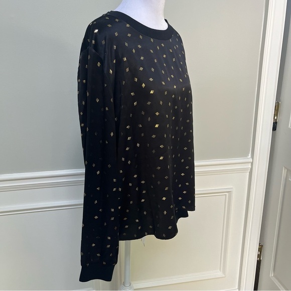Garnet Hill Black Silk Top With Gold Detail Size L - Picture 2 of 9